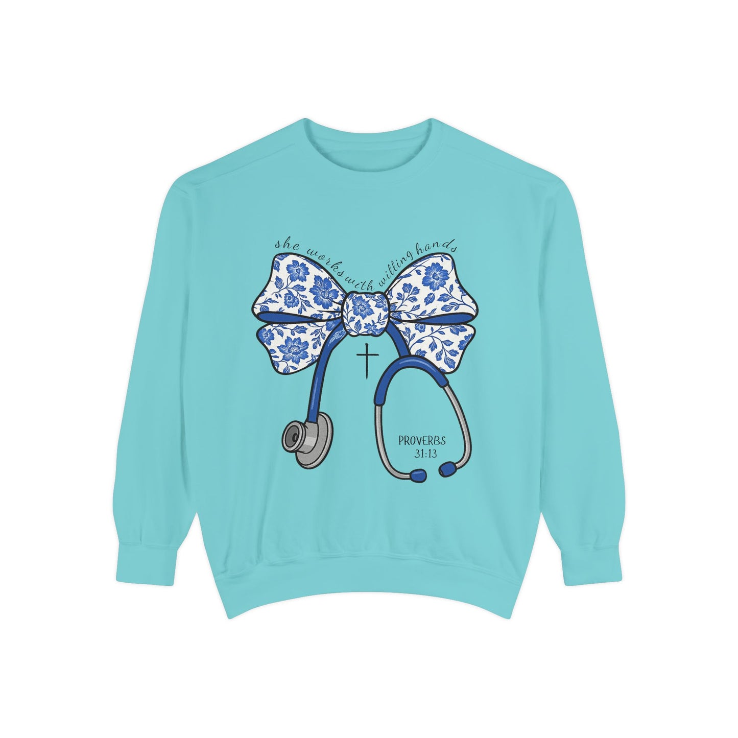 Nurse Stethoscope Bow Sweatshirt – Cute Floral Medical Crewneck