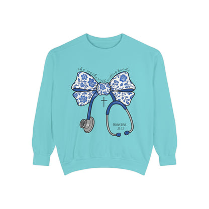 Nurse Stethoscope Bow Sweatshirt – Cute Floral Medical Crewneck