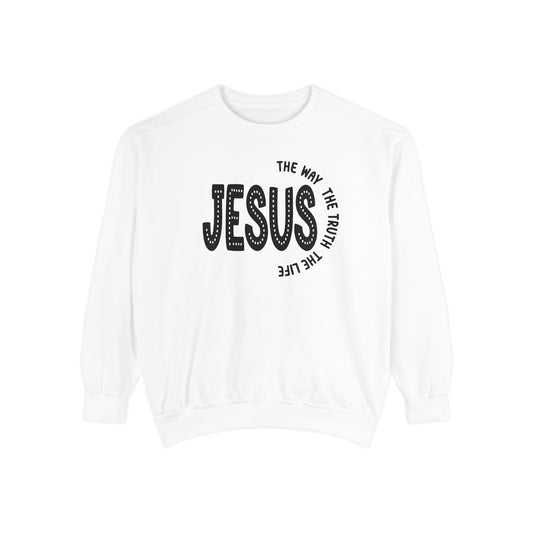 Jesus Graphic Sweatshirt — "Jesus: The Way, The Truth, The Life" Christian Crewneck