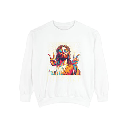 Peace Sign Graphic Sweatshirt — Retro Jesus-Inspired Colorful Design