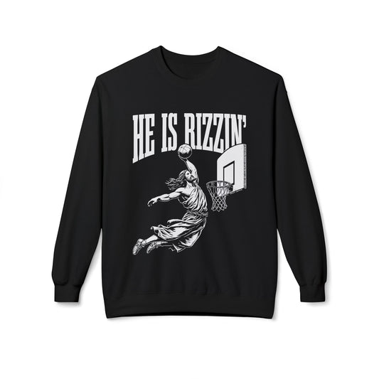 He Is Rizzin' Basketball Crewneck Sweatshirt
