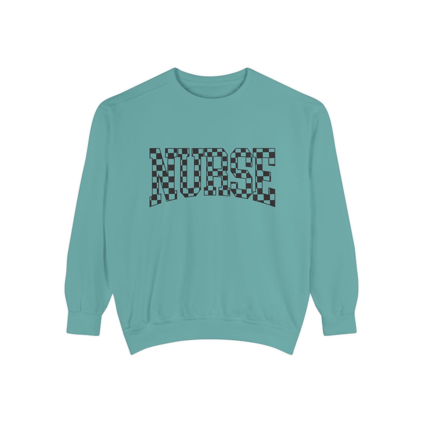 Nurse Checkerboard Sweatshirt – Retro Black & White Nurse Crewneck