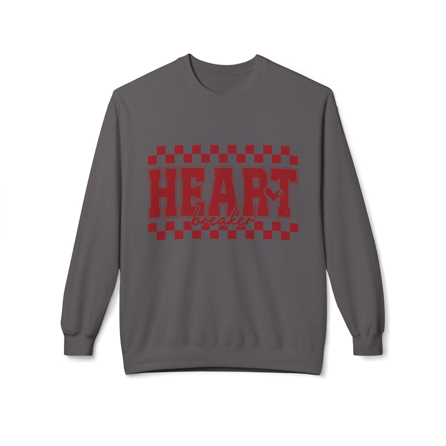 Valentine Heartbreaker Crewneck Sweatshirt — Vintage Red Checkerboard Graphic