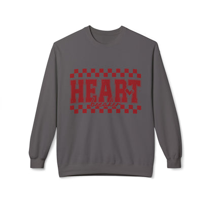 Valentine Heartbreaker Crewneck Sweatshirt — Vintage Red Checkerboard Graphic