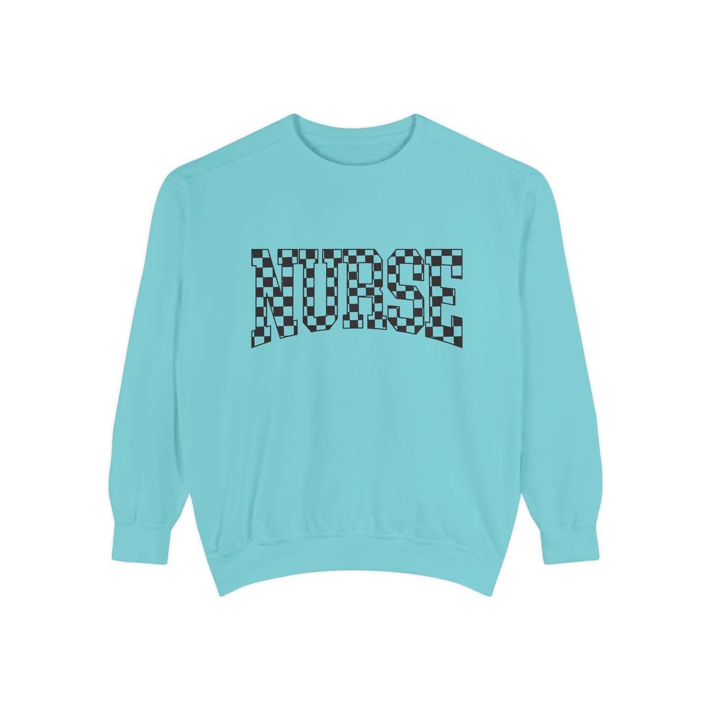 Nurse Checkerboard Sweatshirt – Retro Black & White Nurse Crewneck