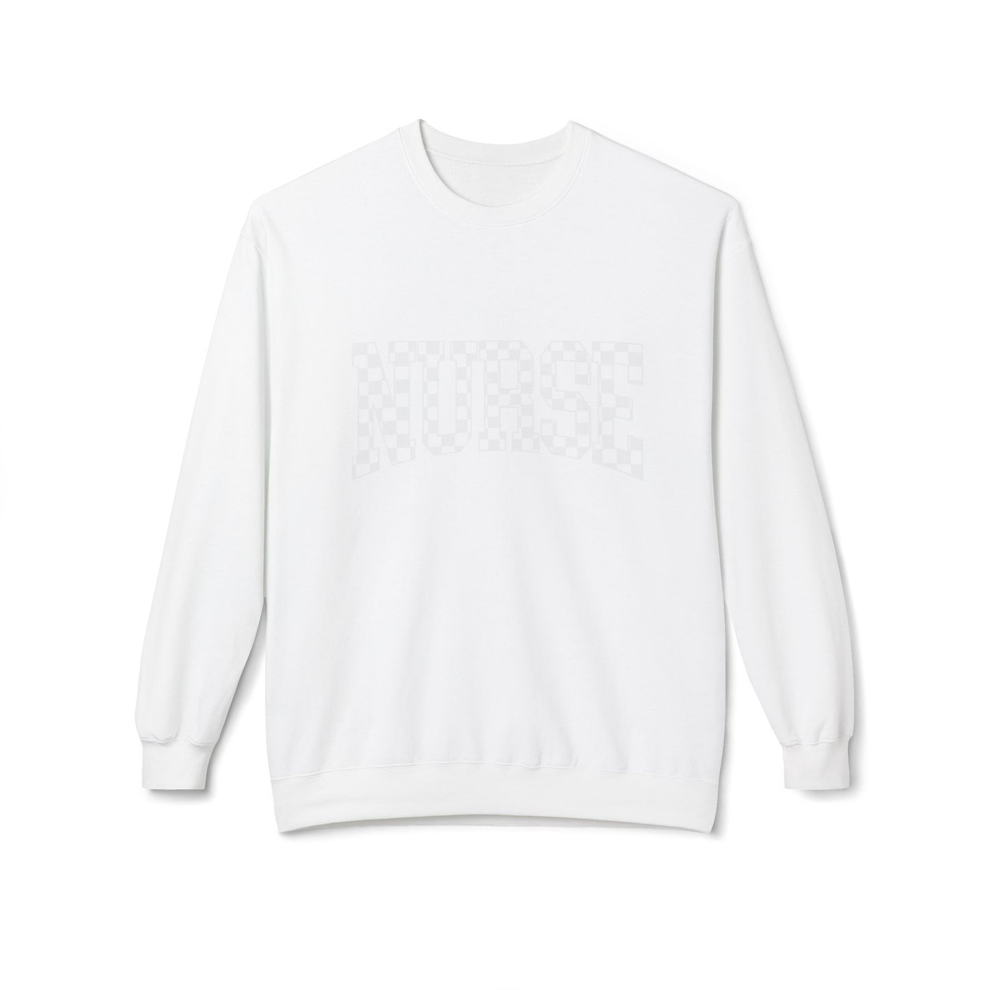 Crewneck Sweatshirt — Subtle Text Minimalist White Fleece