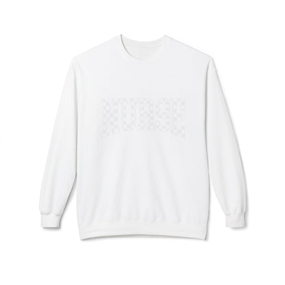 Crewneck Sweatshirt — Subtle Text Minimalist White Fleece