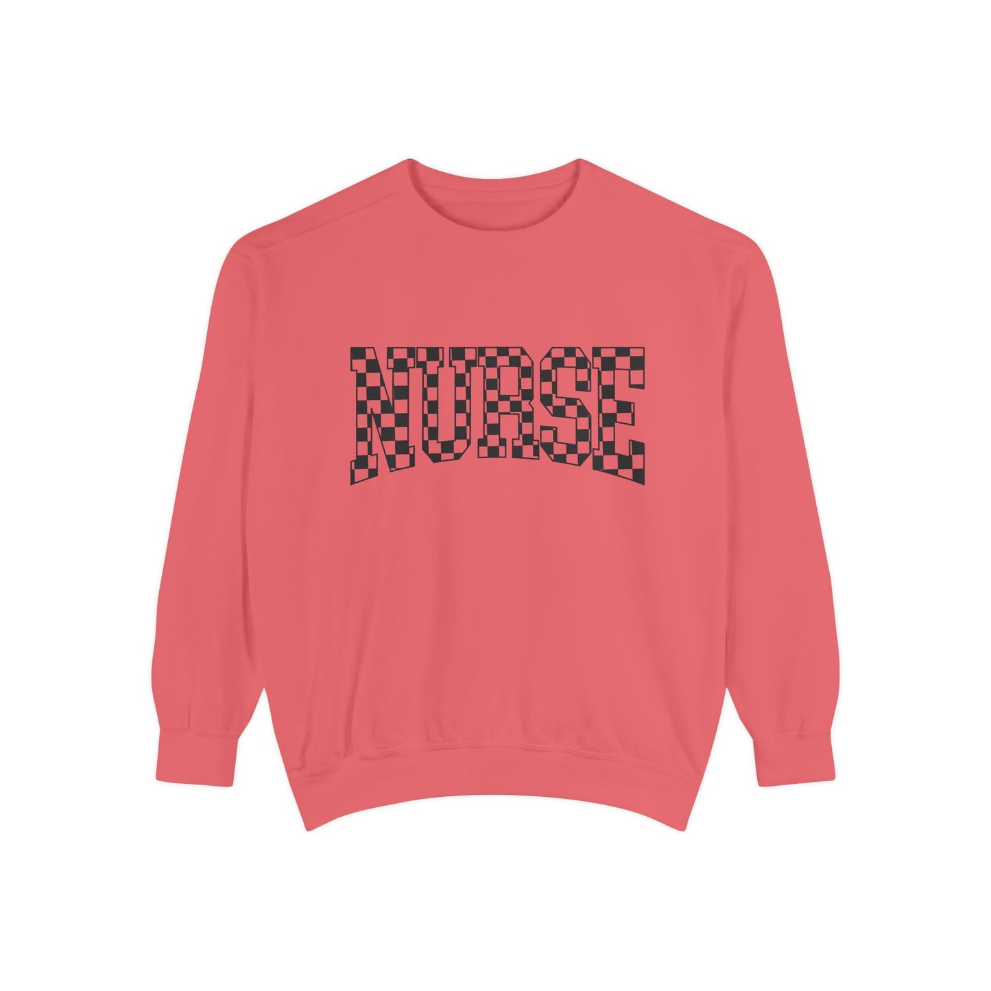 Nurse Checkerboard Sweatshirt – Retro Black & White Nurse Crewneck