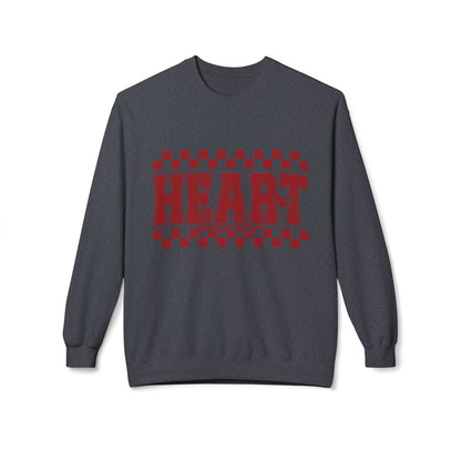 Valentine Heartbreaker Crewneck Sweatshirt — Vintage Red Checkerboard Graphic