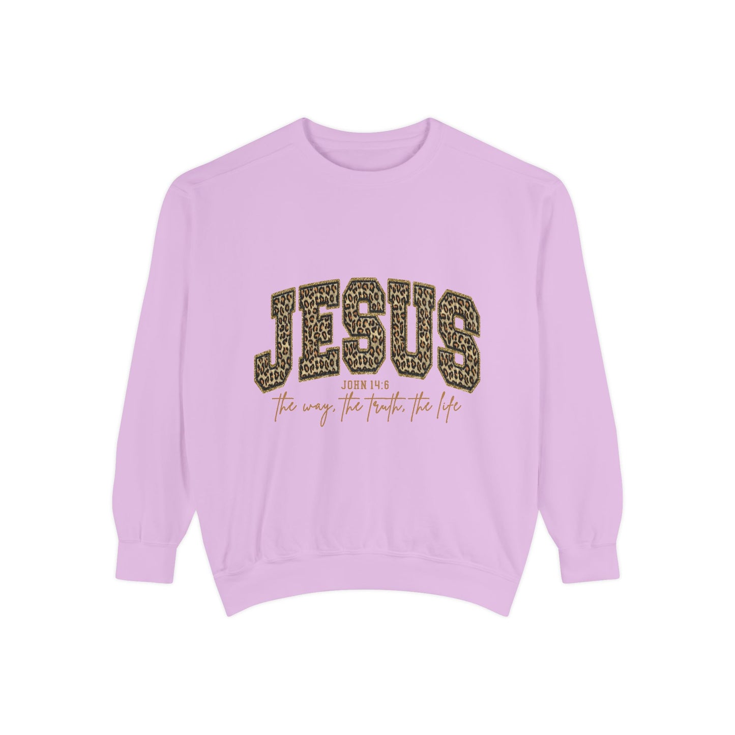 Jesus Leopard Print Sweatshirt - Faith Graphic Crewneck (John 10:9)