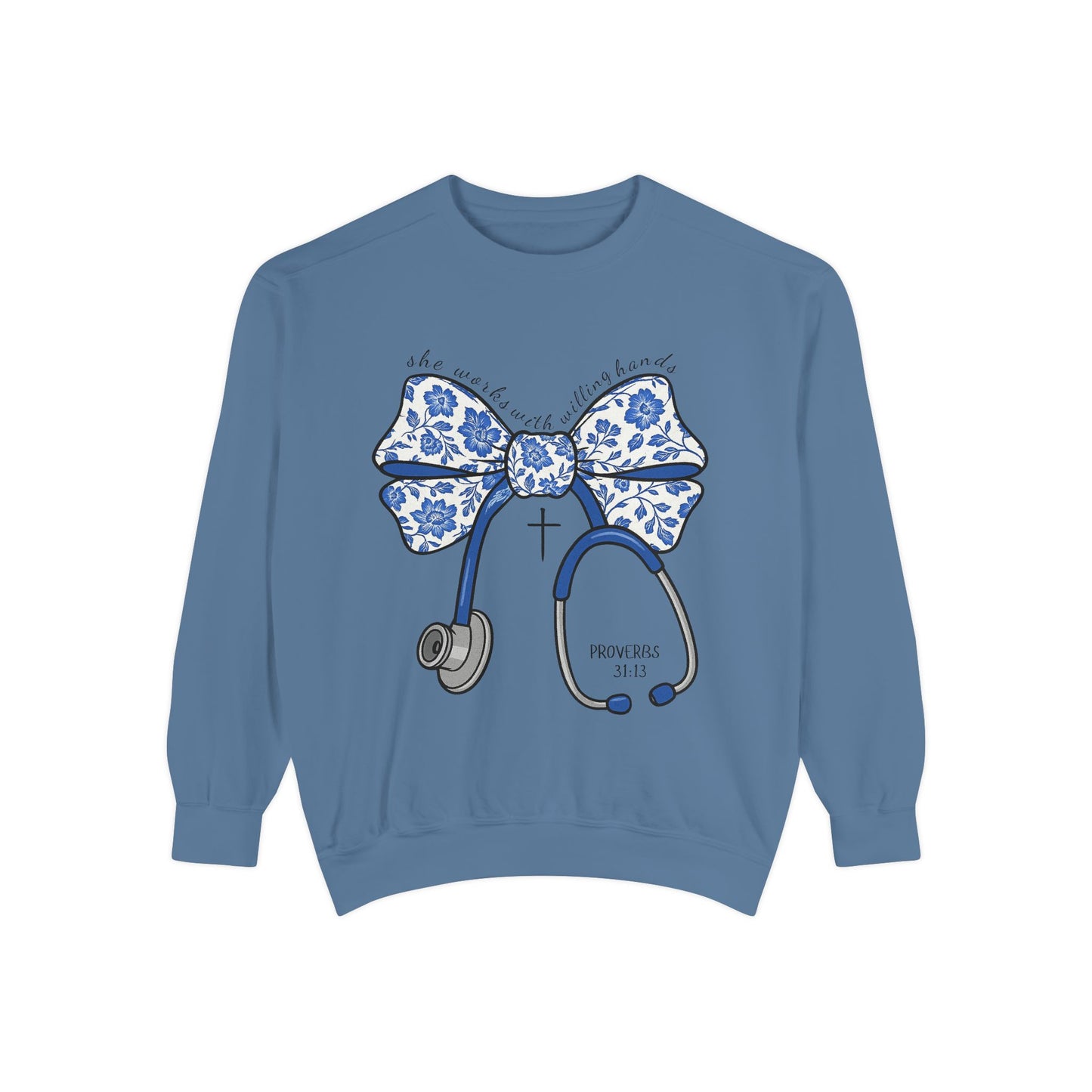 Nurse Stethoscope Bow Sweatshirt – Cute Floral Medical Crewneck