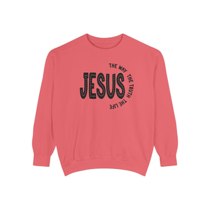 Jesus Graphic Sweatshirt — "Jesus: The Way, The Truth, The Life" Christian Crewneck