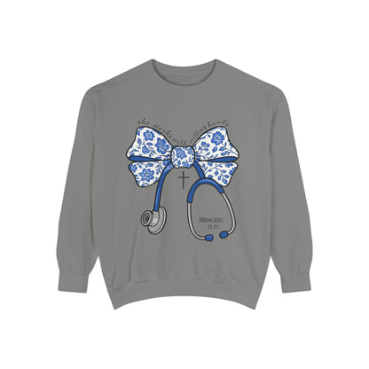 Nurse Stethoscope Bow Sweatshirt – Cute Floral Medical Crewneck