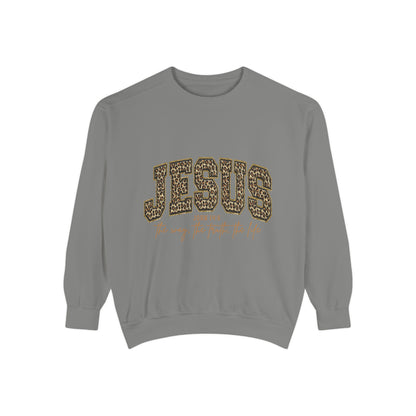 Jesus Leopard Print Sweatshirt - Faith Graphic Crewneck (John 10:9)