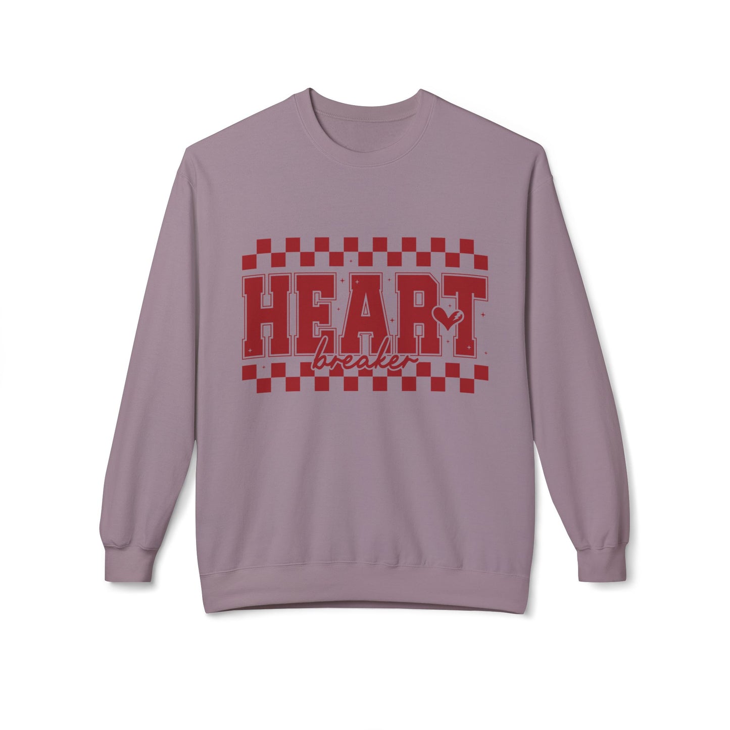 Valentine Heartbreaker Crewneck Sweatshirt — Vintage Red Checkerboard Graphic