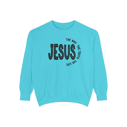 Jesus Graphic Sweatshirt — "Jesus: The Way, The Truth, The Life" Christian Crewneck