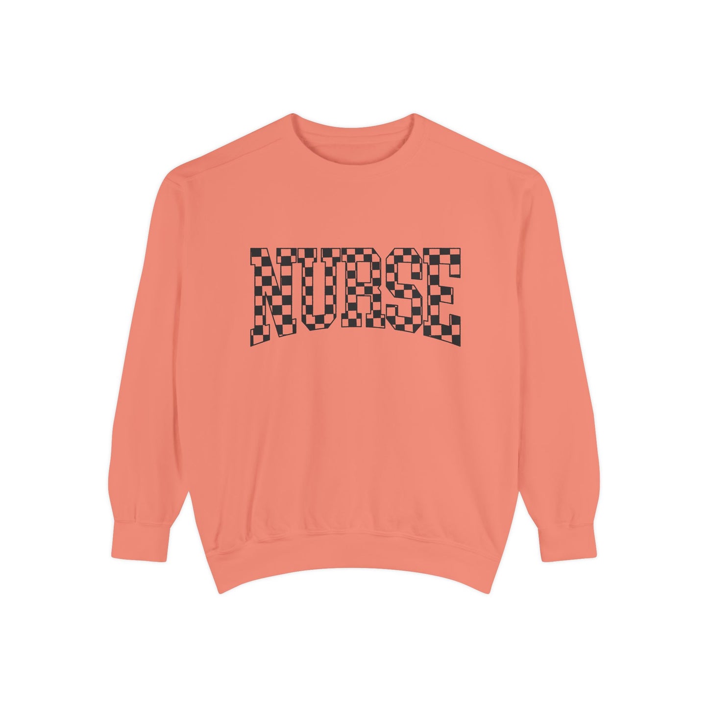 Nurse Checkerboard Sweatshirt – Retro Black & White Nurse Crewneck