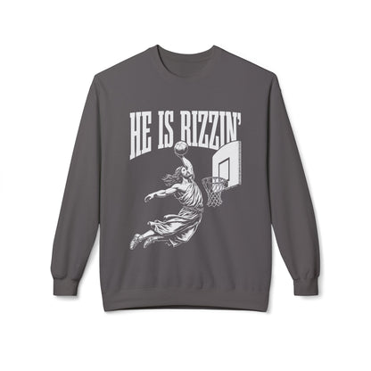 He Is Rizzin' Basketball Crewneck Sweatshirt