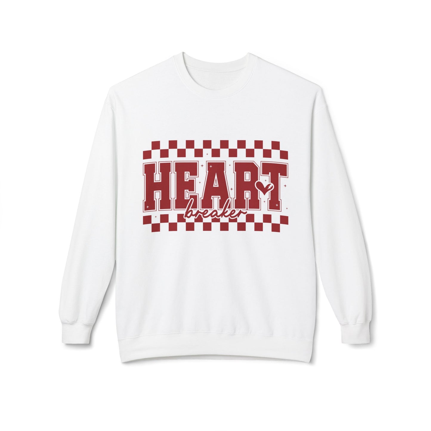 Valentine Heartbreaker Crewneck Sweatshirt — Vintage Red Checkerboard Graphic