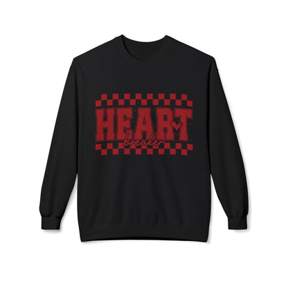 Valentine Heartbreaker Crewneck Sweatshirt — Vintage Red Checkerboard Graphic