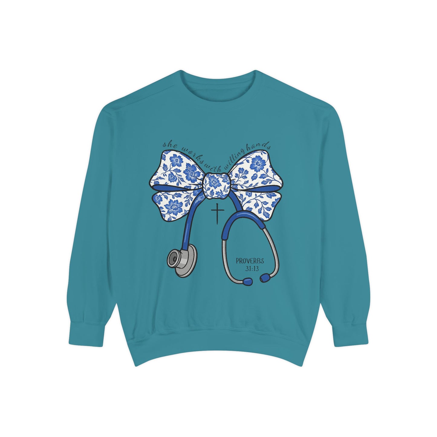 Nurse Stethoscope Bow Sweatshirt – Cute Floral Medical Crewneck