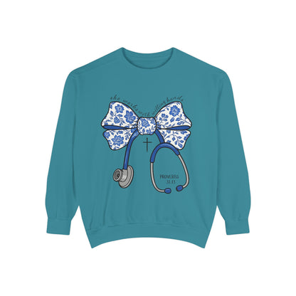 Nurse Stethoscope Bow Sweatshirt – Cute Floral Medical Crewneck