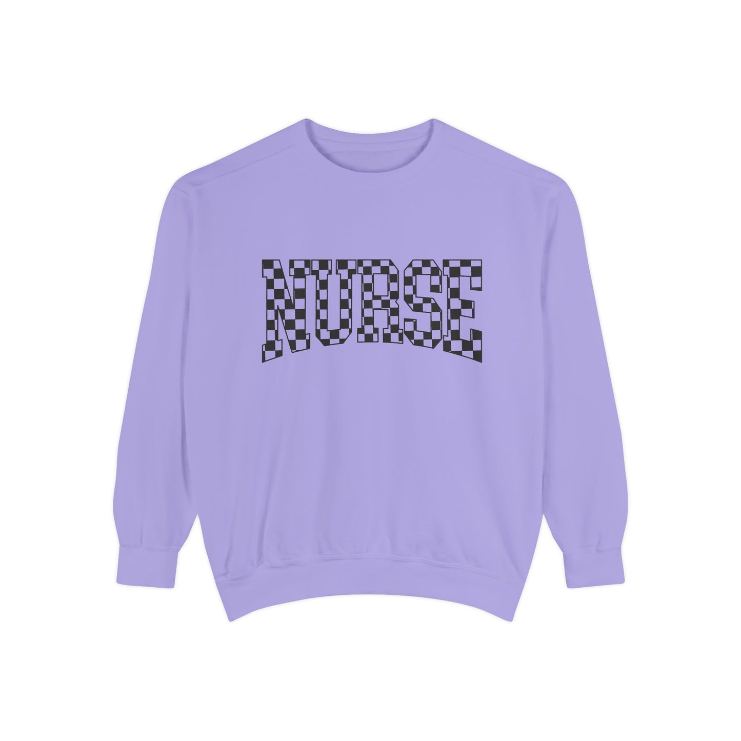 Nurse Checkerboard Sweatshirt – Retro Black & White Nurse Crewneck