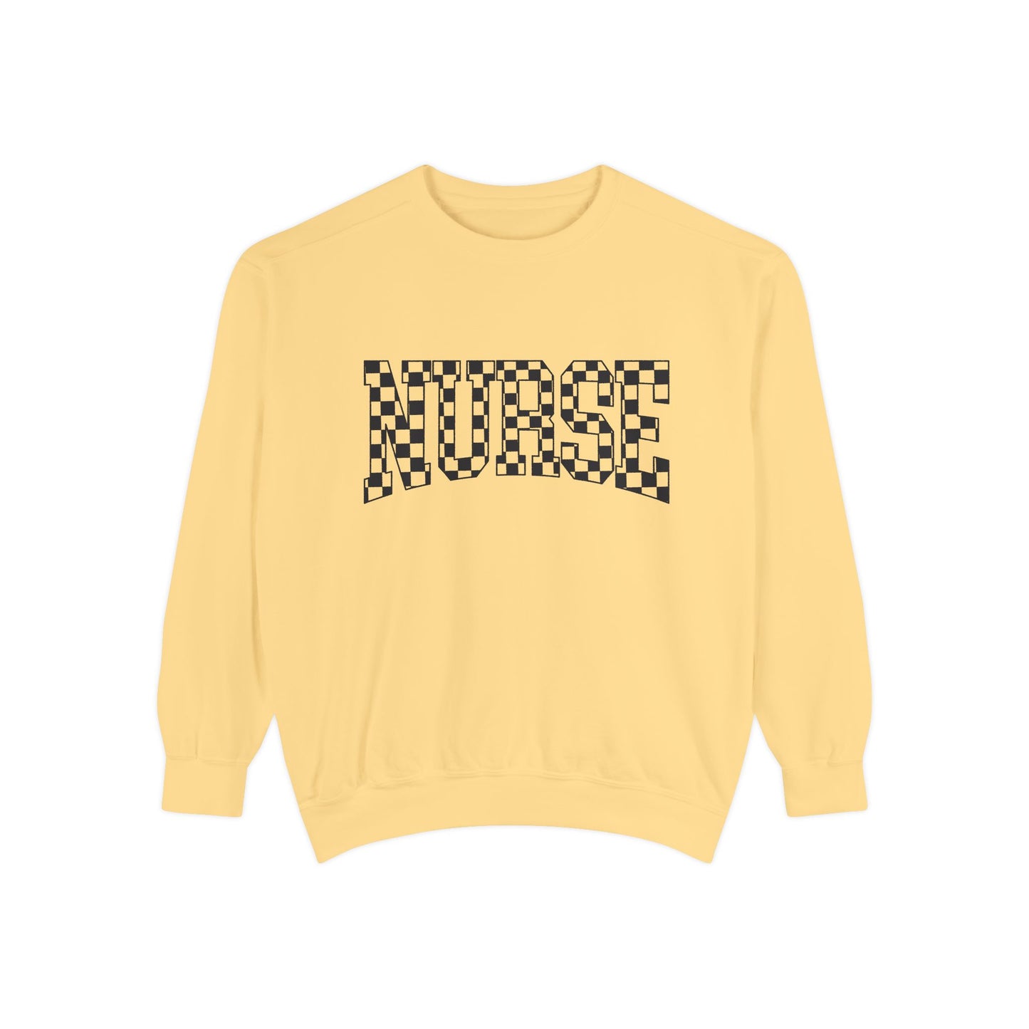 Nurse Checkerboard Sweatshirt – Retro Black & White Nurse Crewneck