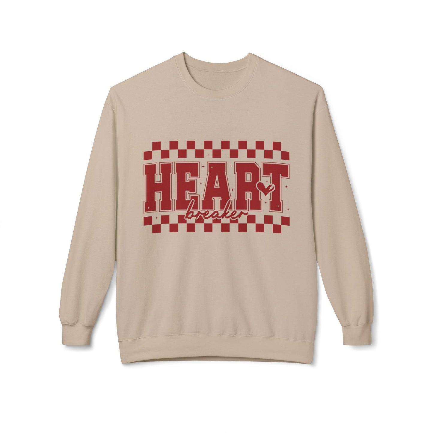 Valentine Heartbreaker Crewneck Sweatshirt — Vintage Red Checkerboard Graphic