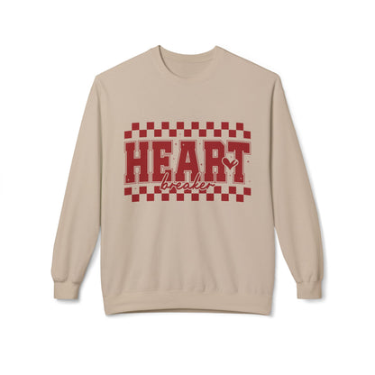 Valentine Heartbreaker Crewneck Sweatshirt — Vintage Red Checkerboard Graphic