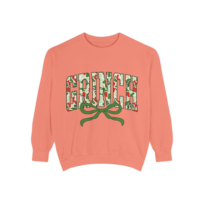 Grinch Holiday Sweatshirt — Green Camo 'GRINCH' Bow Pullover
