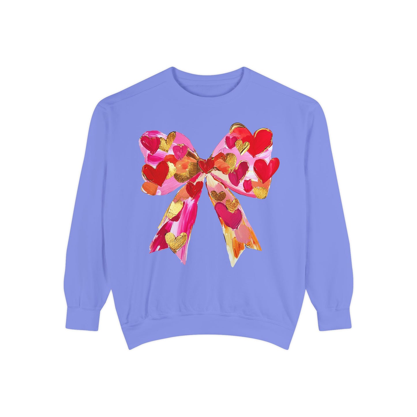 Heart Bow Sweatshirt — Pink & Gold Valentine Crewneck