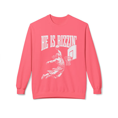 He Is Rizzin' Basketball Crewneck Sweatshirt