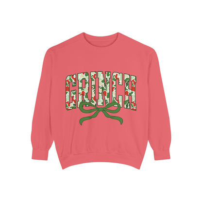 Grinch Holiday Sweatshirt — Green Camo 'GRINCH' Bow Pullover