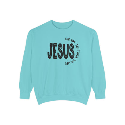 Jesus Graphic Sweatshirt — "Jesus: The Way, The Truth, The Life" Christian Crewneck