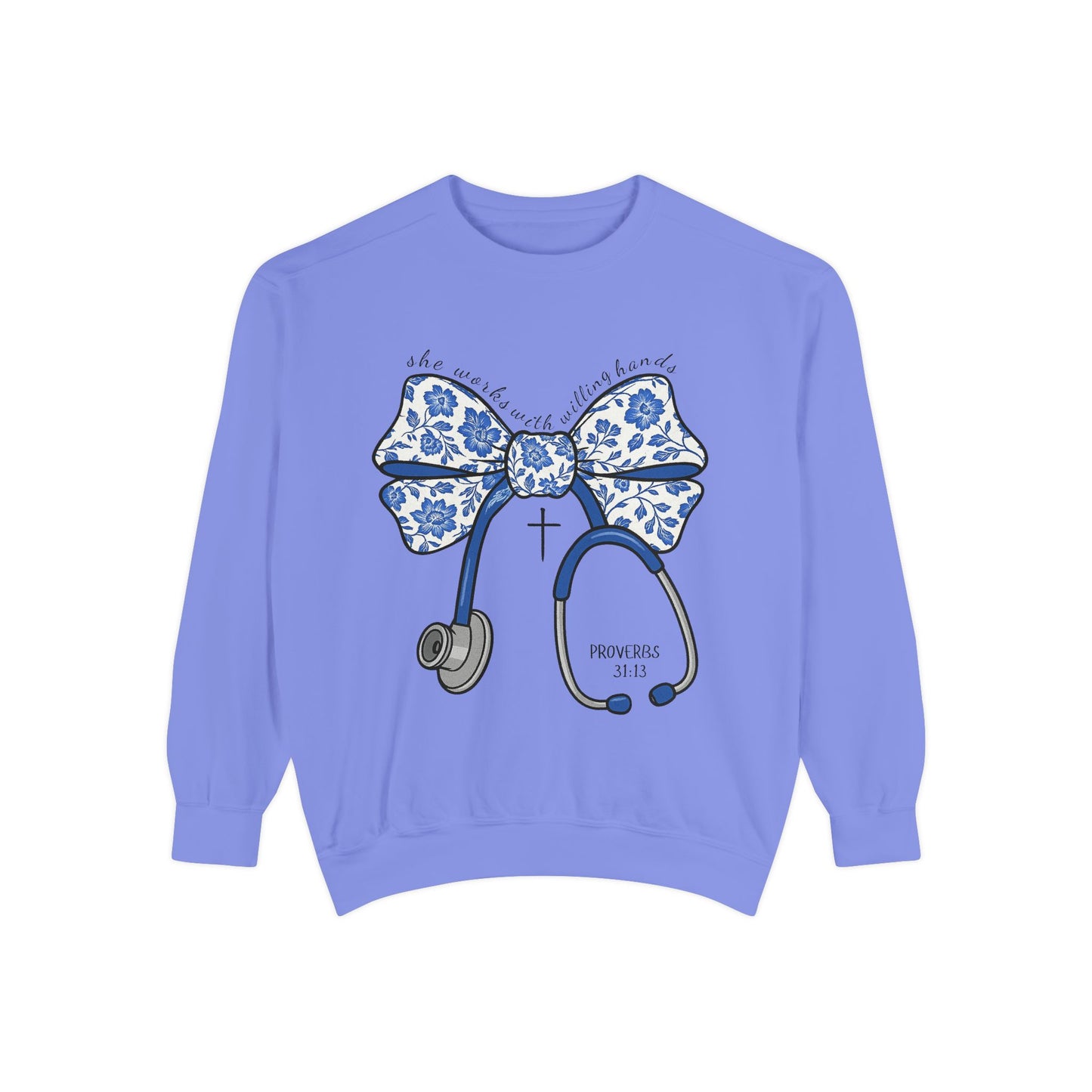 Nurse Stethoscope Bow Sweatshirt – Cute Floral Medical Crewneck