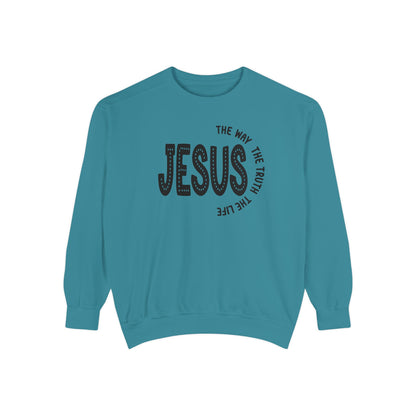 Jesus Graphic Sweatshirt — "Jesus: The Way, The Truth, The Life" Christian Crewneck