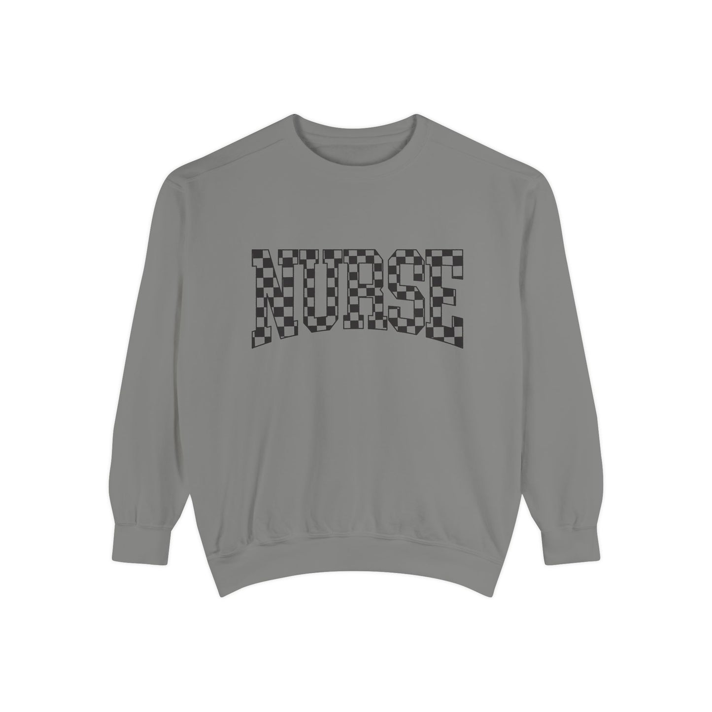Nurse Checkerboard Sweatshirt – Retro Black & White Nurse Crewneck