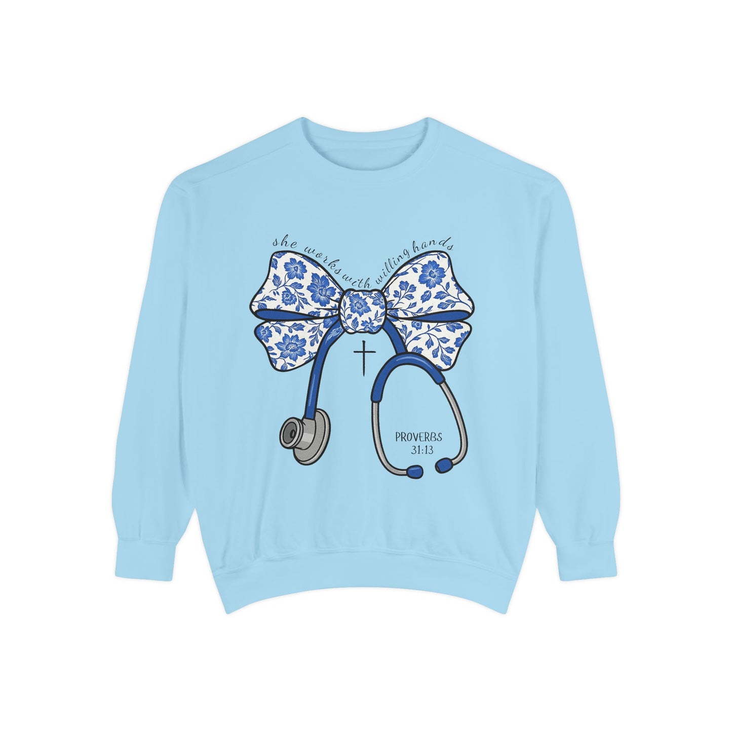 Nurse Stethoscope Bow Sweatshirt – Cute Floral Medical Crewneck