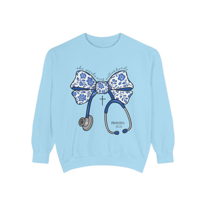 Nurse Stethoscope Bow Sweatshirt – Cute Floral Medical Crewneck