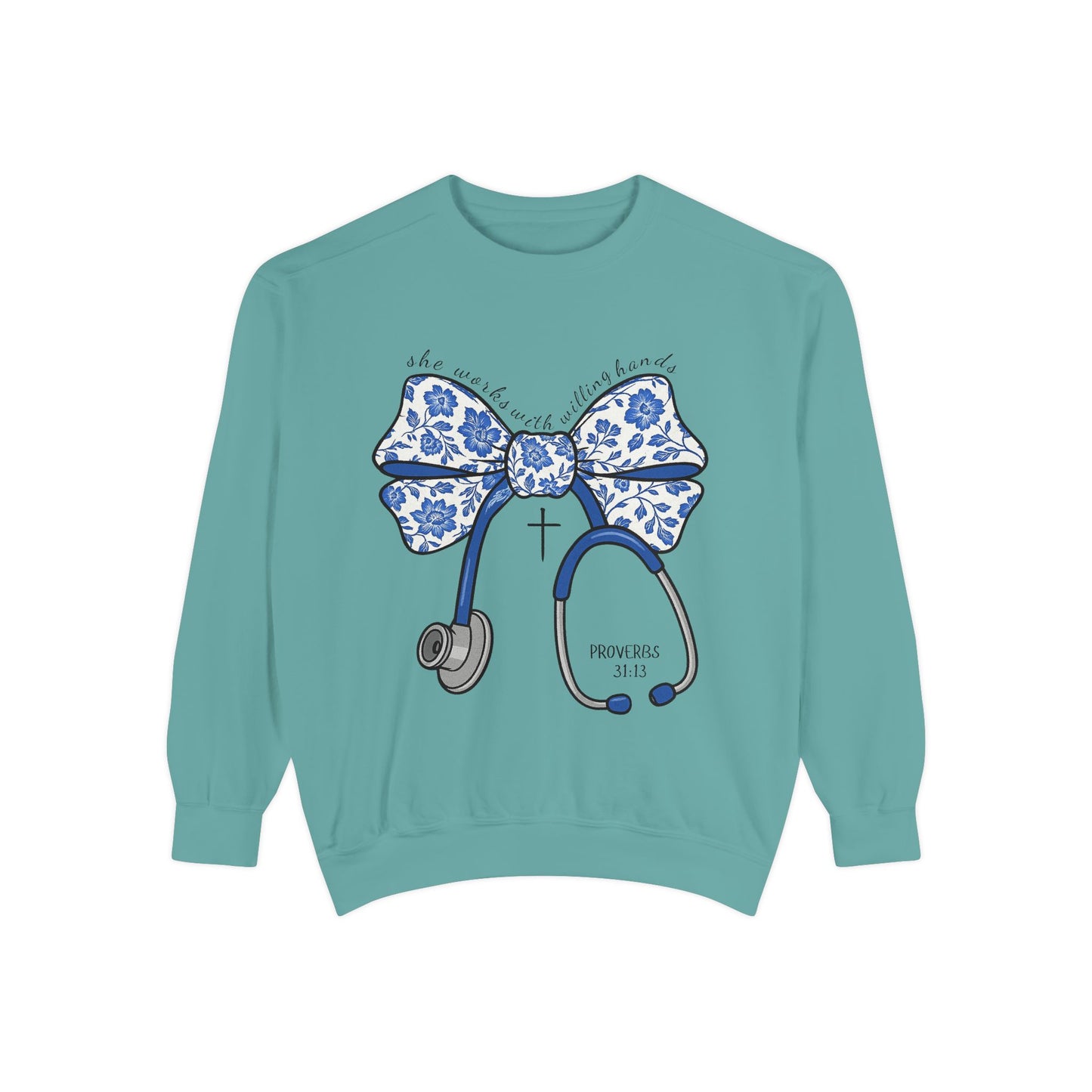 Nurse Stethoscope Bow Sweatshirt – Cute Floral Medical Crewneck