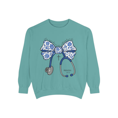 Nurse Stethoscope Bow Sweatshirt – Cute Floral Medical Crewneck