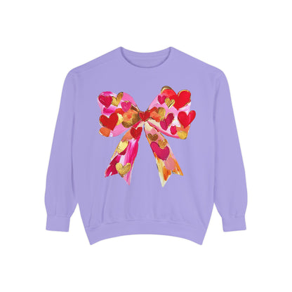 Heart Bow Sweatshirt — Pink & Gold Valentine Crewneck